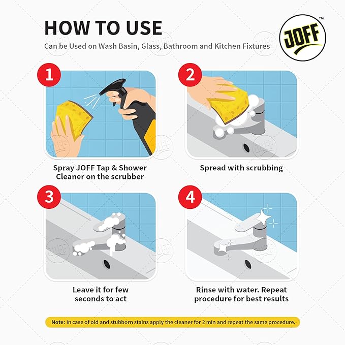 JOFF Tap & Shower Cleaner 500ml|Instantly Removes Limescale,Hard Water Stains & Soap Scum|Powerful Deep Cleaning for Sparkling Faucets & Showerheads Fast Action,Streak-Free Shine & Easy Use