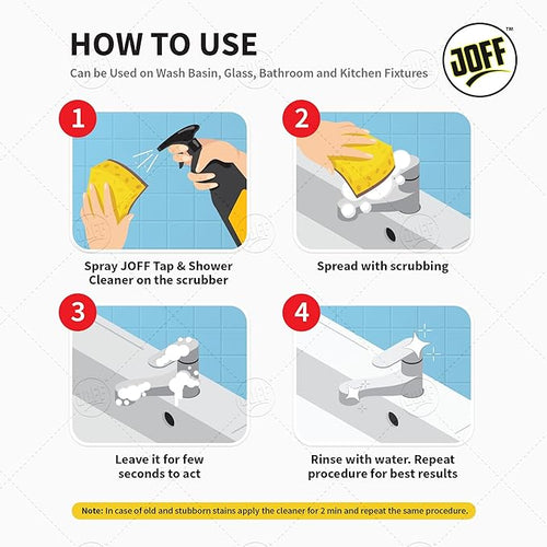 JOFF Tap & Shower Cleaner 500ml|Instantly Removes Limescale,Hard Water Stains & Soap Scum|Powerful Deep Cleaning for Sparkling Faucets & Showerheads Fast Action,Streak-Free Shine & Easy Use